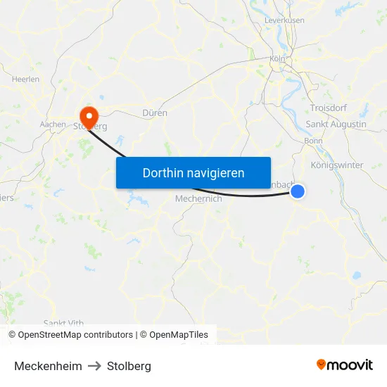 Meckenheim to Stolberg map