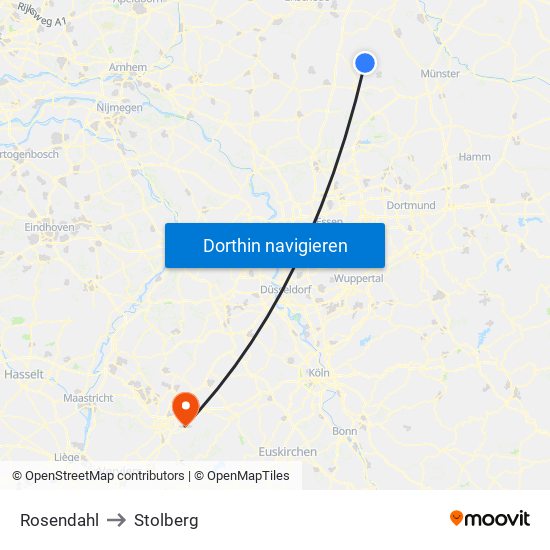 Rosendahl to Stolberg map