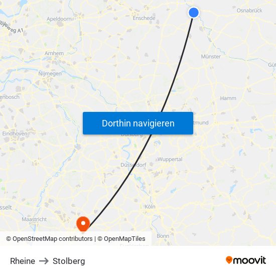 Rheine to Stolberg map