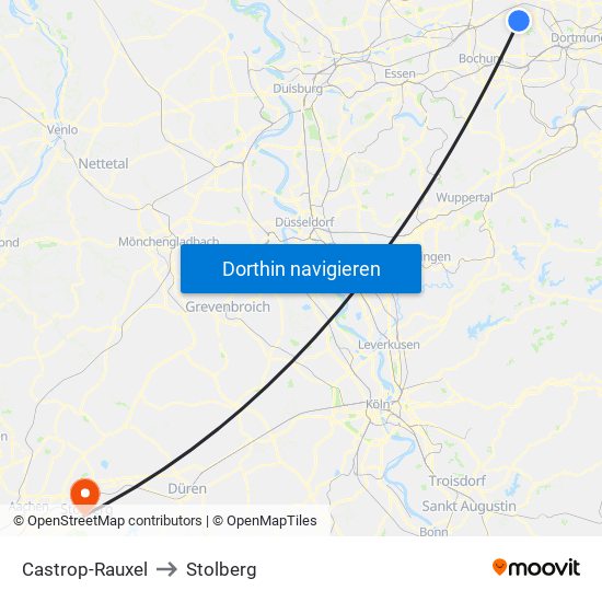 Castrop-Rauxel to Stolberg map