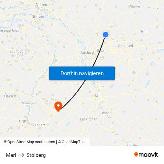 Marl to Stolberg map