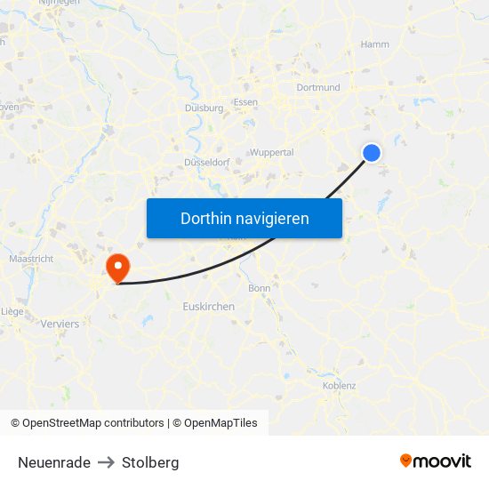 Neuenrade to Stolberg map