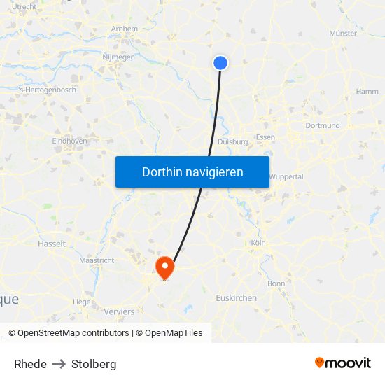 Rhede to Stolberg map