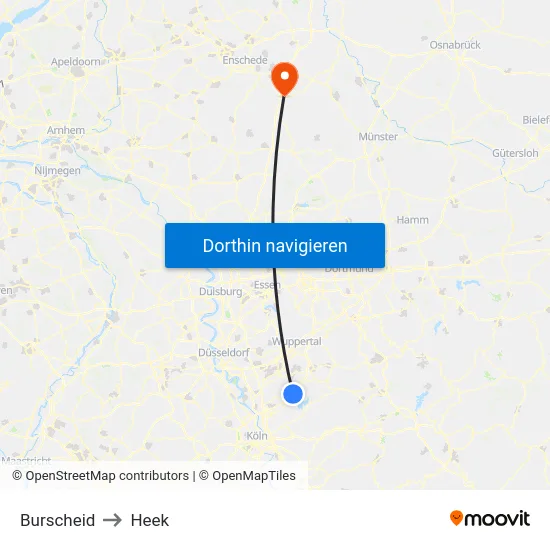 Burscheid to Heek map