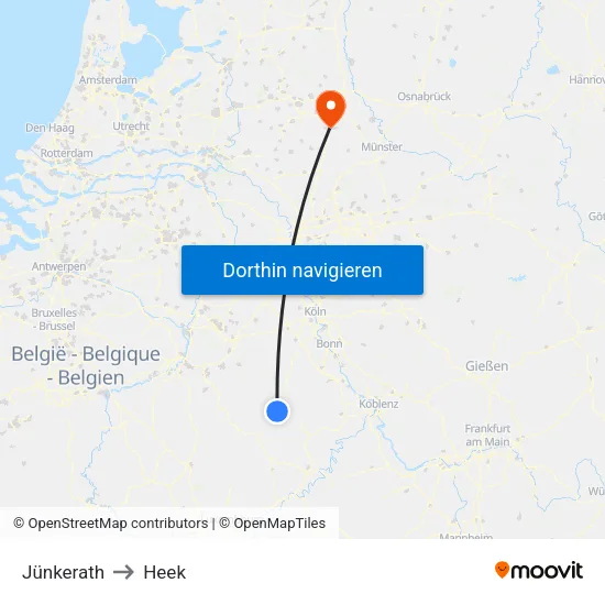 Jünkerath to Heek map