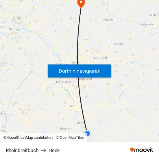 Rheinbreitbach to Heek map