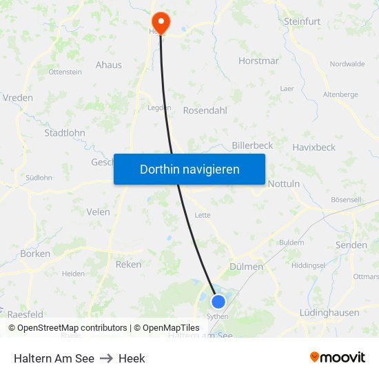 Haltern Am See to Heek map