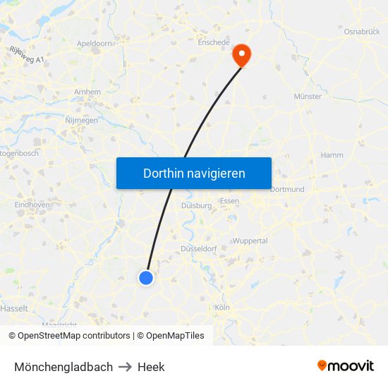 Mönchengladbach to Heek map