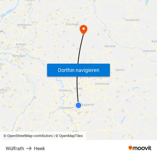 Wülfrath to Heek map