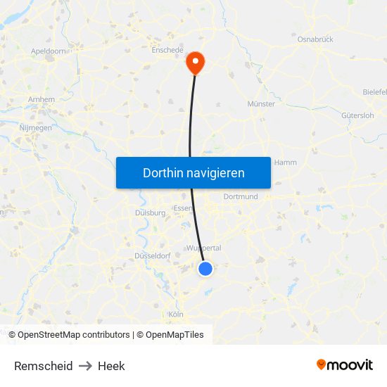 Remscheid to Heek map