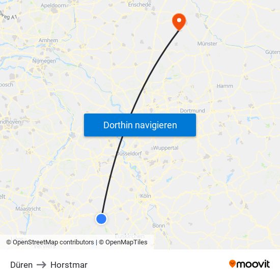 Düren to Horstmar map