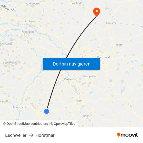 Eschweiler to Horstmar map