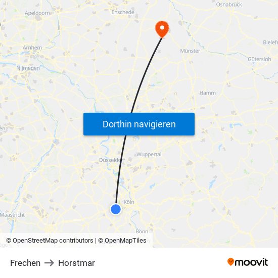 Frechen to Horstmar map