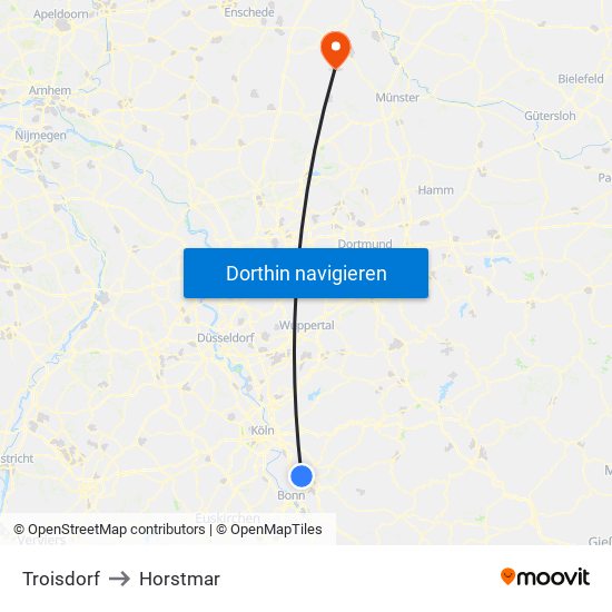 Troisdorf to Horstmar map