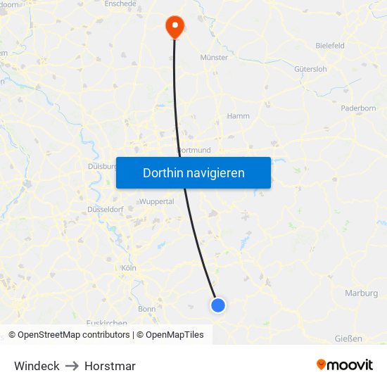 Windeck to Horstmar map