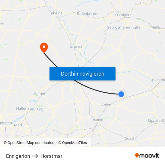 Ennigerloh to Horstmar map