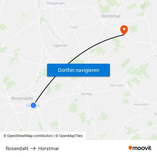 Rosendahl to Horstmar map