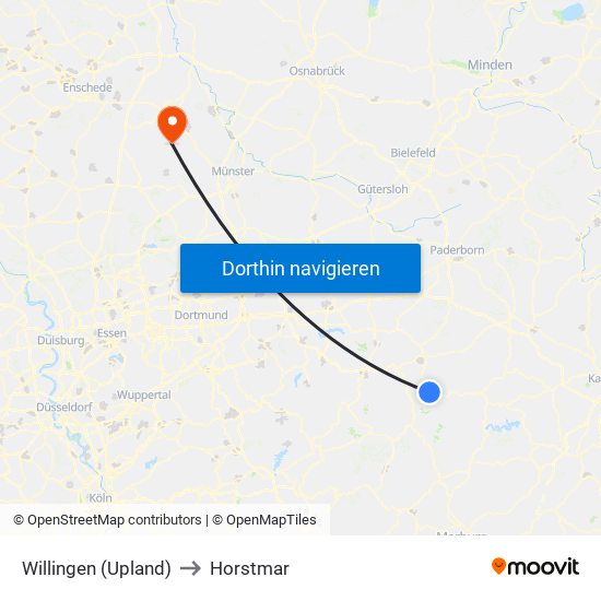 Willingen (Upland) to Horstmar map