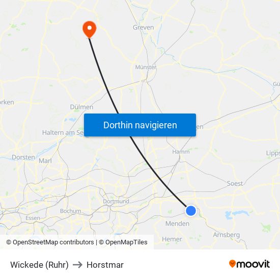 Wickede (Ruhr) to Horstmar map