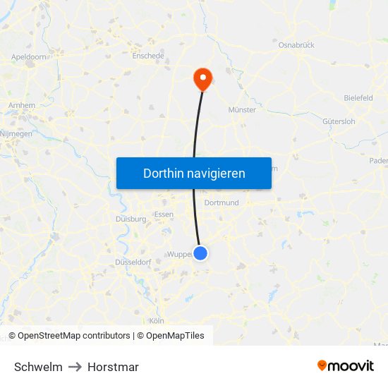 Schwelm to Horstmar map