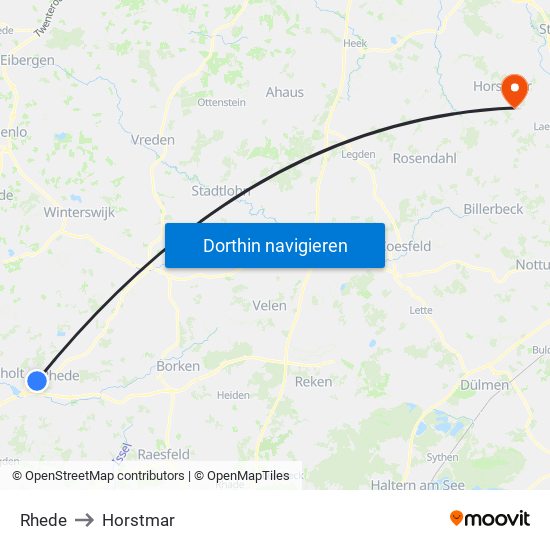 Rhede to Horstmar map