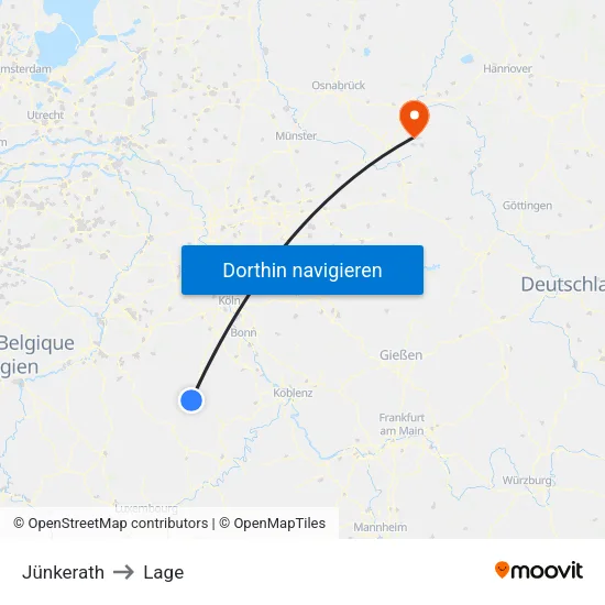 Jünkerath to Lage map