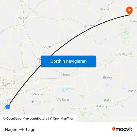 Hagen to Lage map
