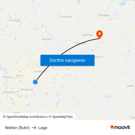 Wetter (Ruhr) to Lage map