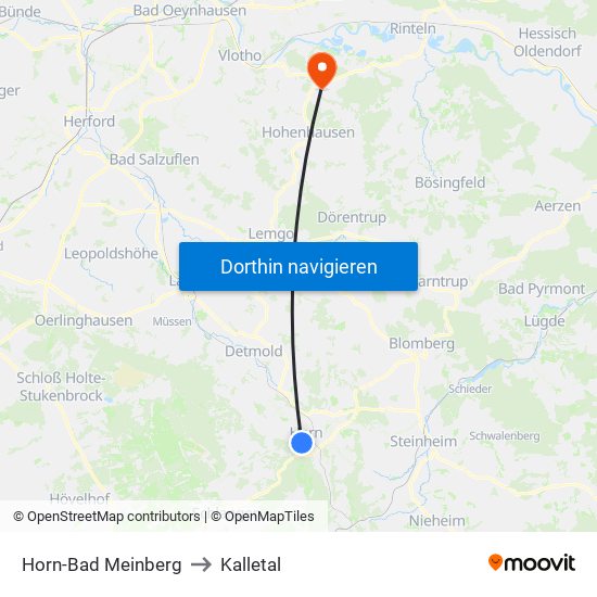 Horn-Bad Meinberg to Kalletal map