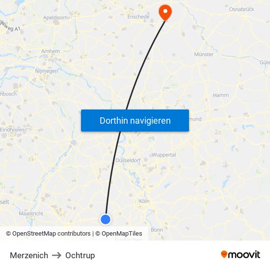 Merzenich to Ochtrup map