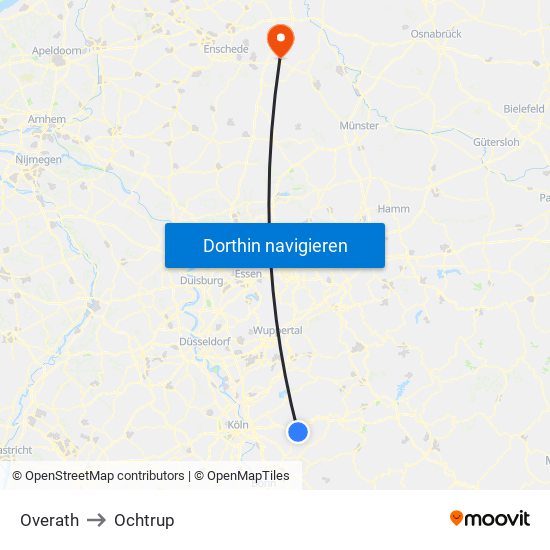 Overath to Ochtrup map