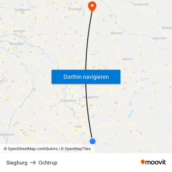 Siegburg to Ochtrup map
