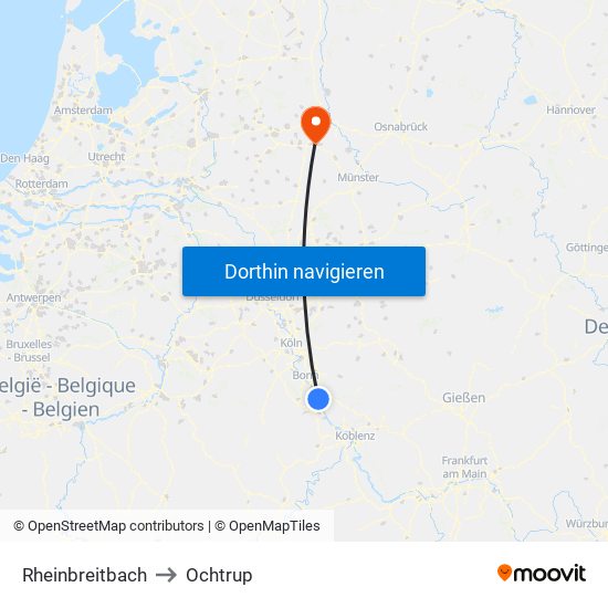 Rheinbreitbach to Ochtrup map