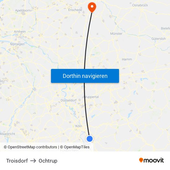 Troisdorf to Ochtrup map