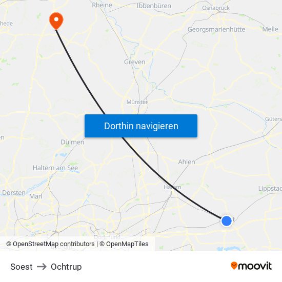 Soest to Ochtrup map