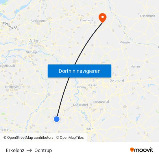 Erkelenz to Ochtrup map