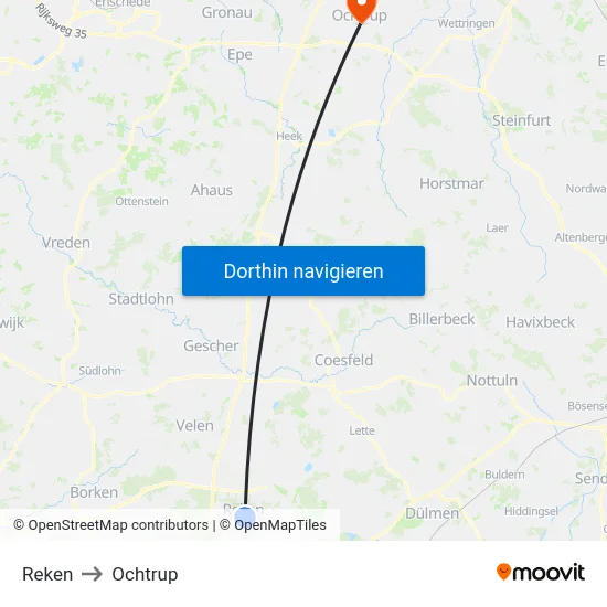 Reken to Ochtrup map