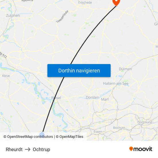 Rheurdt to Ochtrup map