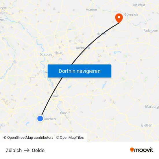 Zülpich to Oelde map