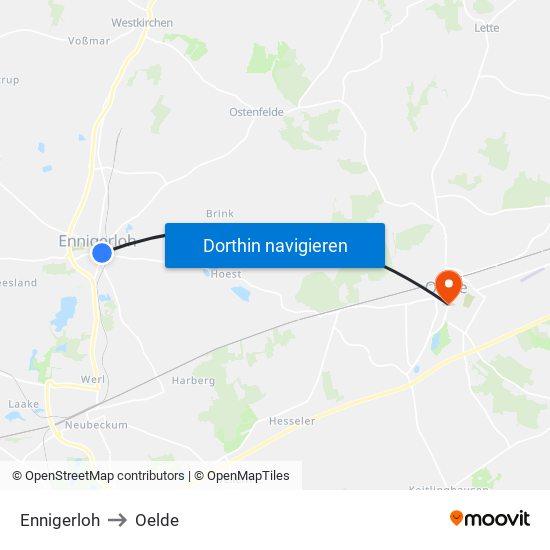 Ennigerloh to Oelde map