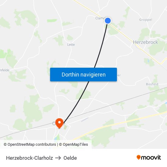 Herzebrock-Clarholz to Oelde map