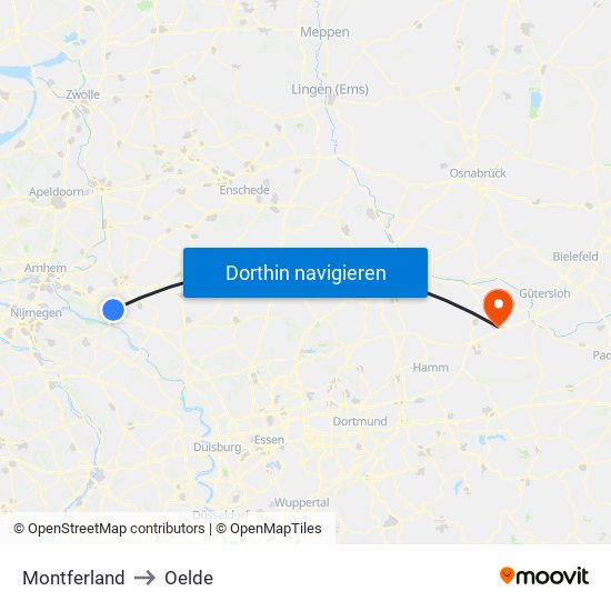 Montferland to Oelde map