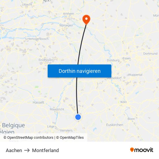 Aachen to Montferland map