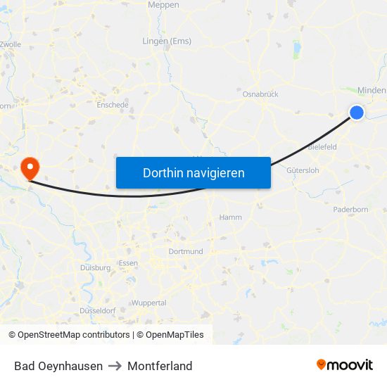 Bad Oeynhausen to Montferland map