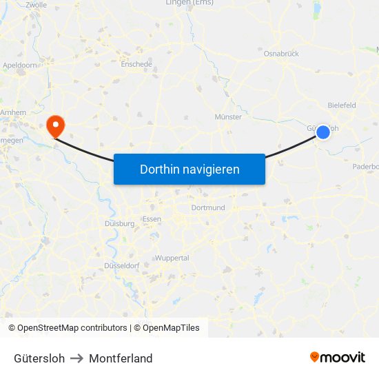 Gütersloh to Montferland map