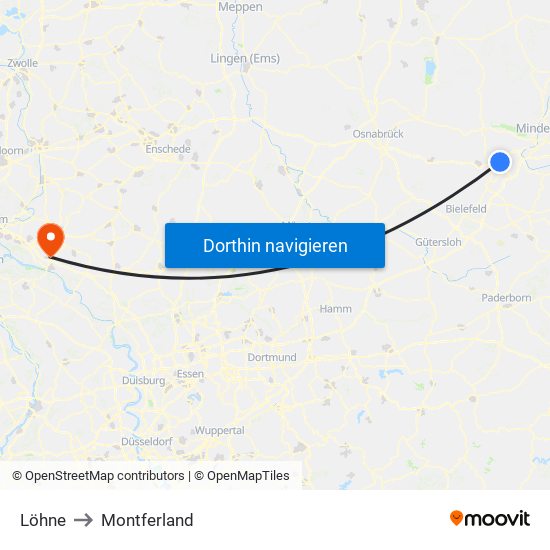 Löhne to Montferland map