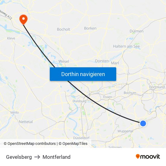 Gevelsberg to Montferland map