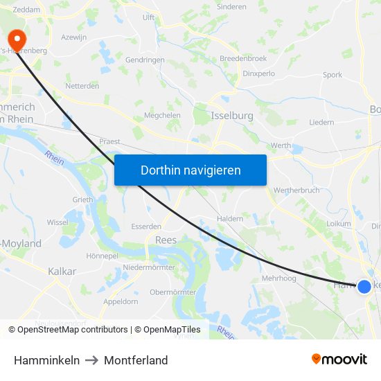 Hamminkeln to Montferland map