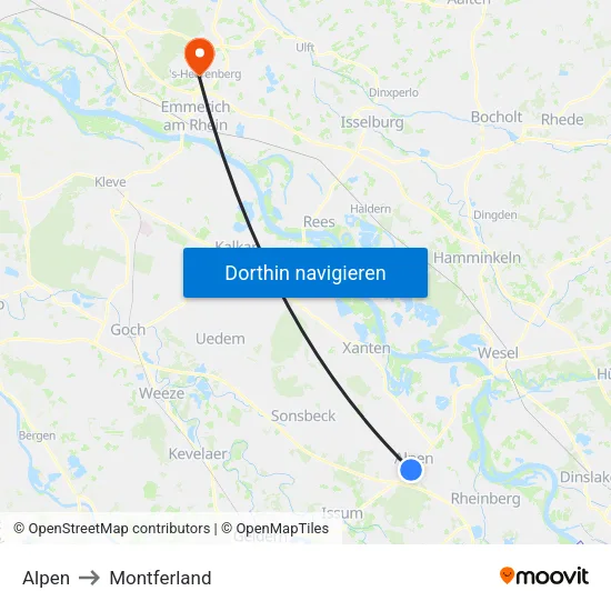 Alpen to Montferland map