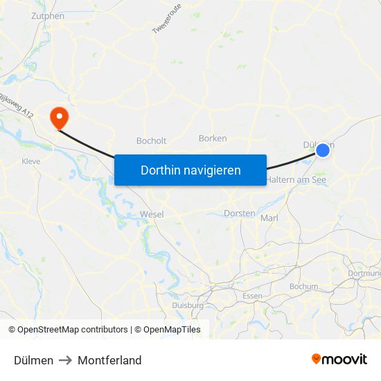 Dülmen to Montferland map
